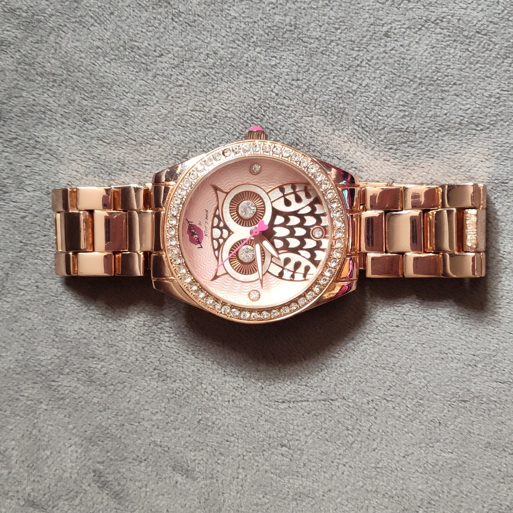 Betsy Johnson Owl Theme Rose Gold Watch